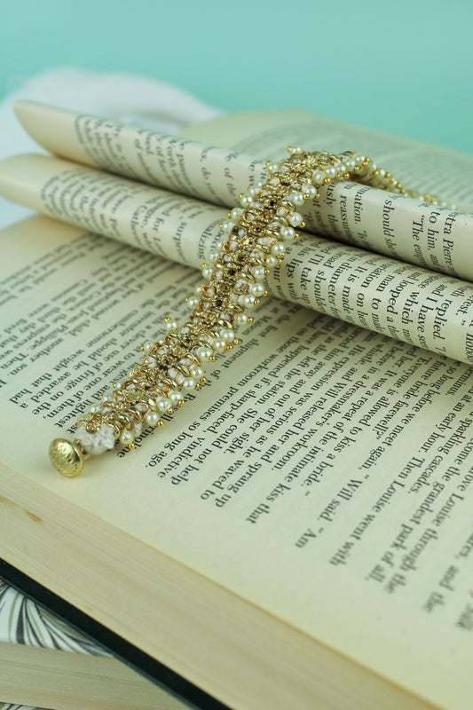 My Doris Pearl & Gold Bead Button Bracelet