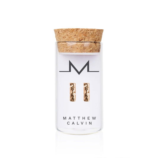 Matthew Calvin Meteorite Bar Studs - Rose Gold