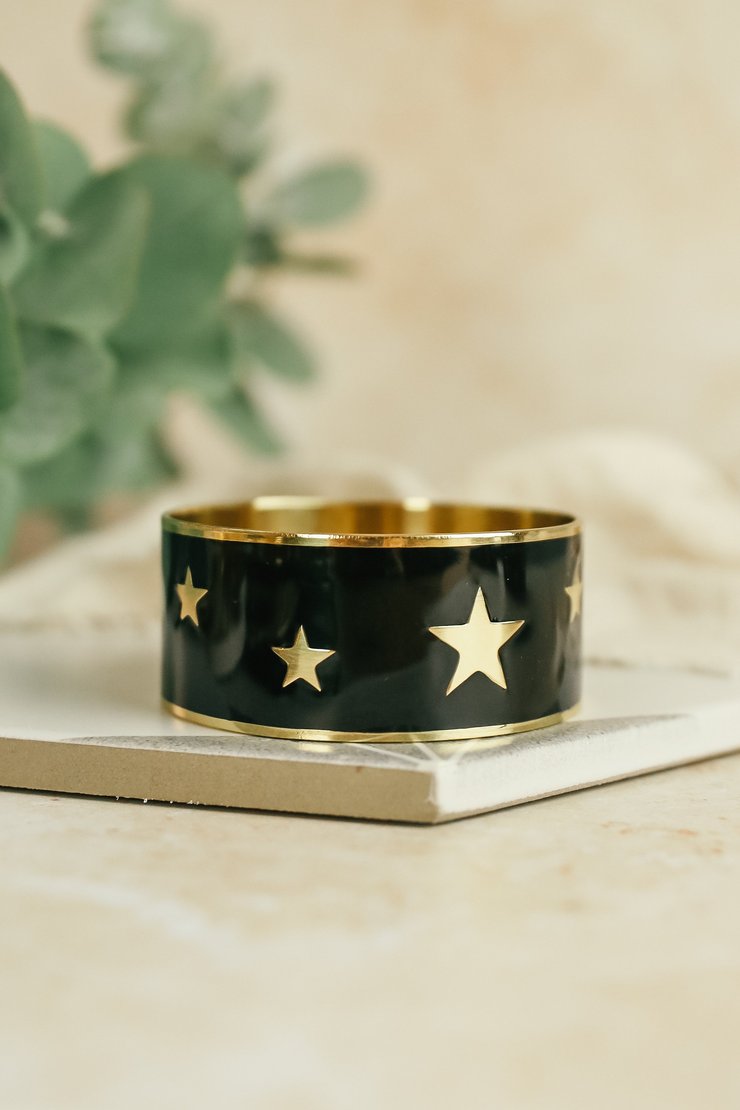 My Doris Black Star Enamel Bangle