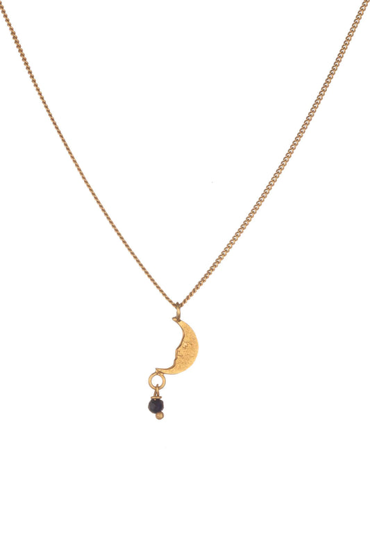 Amanda Coleman Gold Moon Pendant With Bead