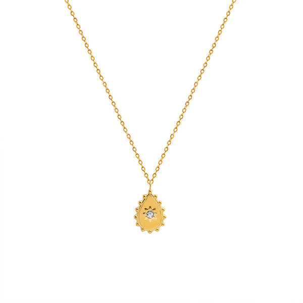 White Leaf Paisley Drop Pendant Necklace Gold