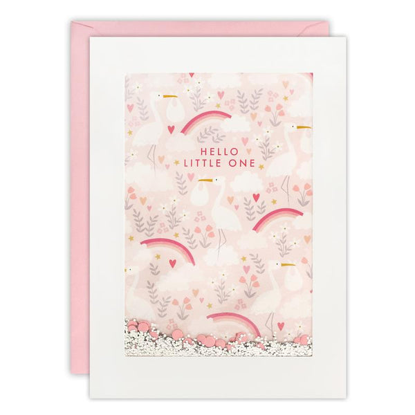 Pink Stork Pattern Rectangular Shakies Card