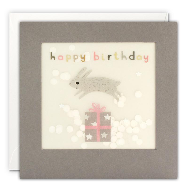 Happy Birthday Bunny Grey Paper Shakies Card