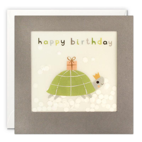 Happy Birthday Tortoise Grey Paper Shakies Card