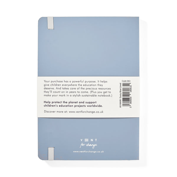 Recycled Leather A5 Lined Notebook – Dusty Blue