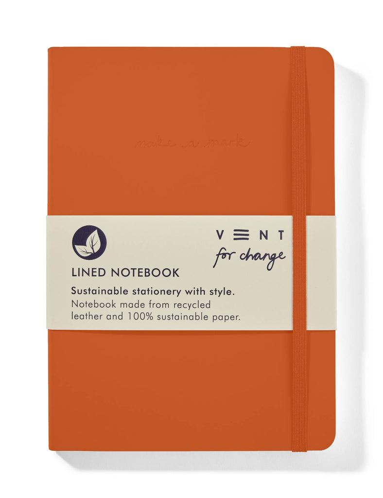 Recycled Leather A5 Lined Notebook – Burnt Orange