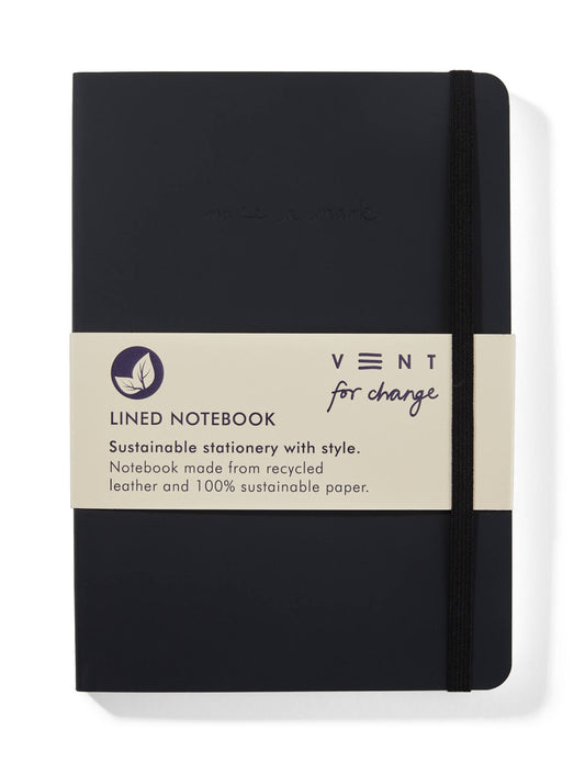 Recycled Leather A5 Lined Notebook – Charcoal Grey