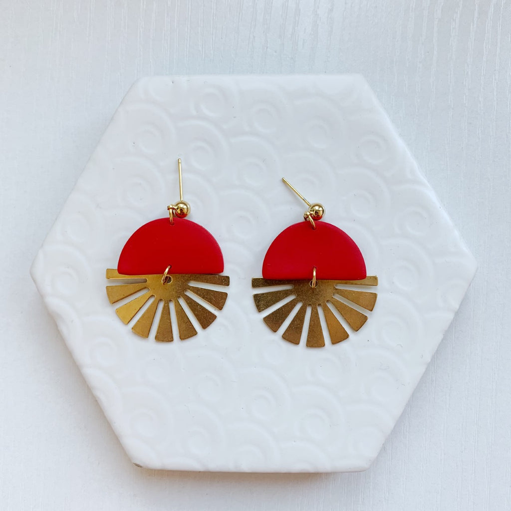 Kismet Klay Coral Half Moon & Brass Half Sun