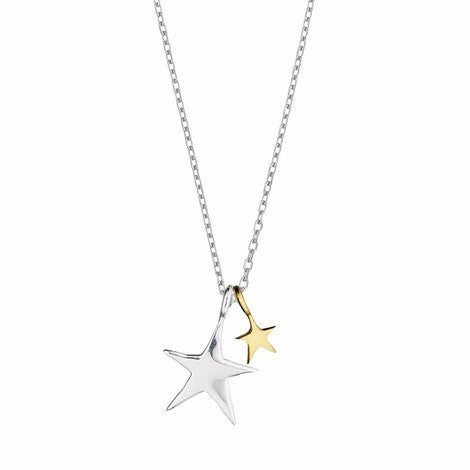 Estella Bartlett Silver Plated Two Tone Double Star Necklace