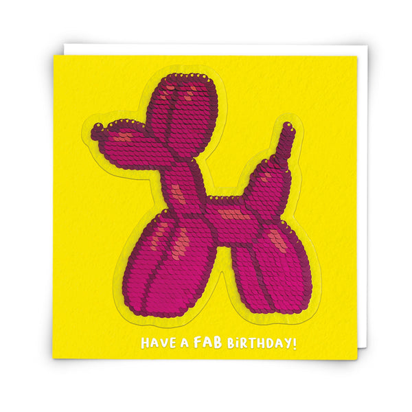 Balloon dog sequin card