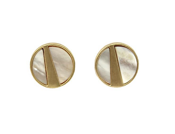 Lark Gold Mother of Pearl Stud Earrings
