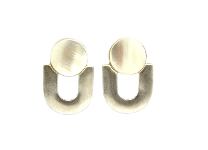 Lark U-Shaped Studs Mother of Pearl - (Silver)