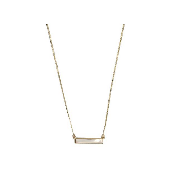 Lark Rectangle Necklace - Mother of pearl (Gold)
