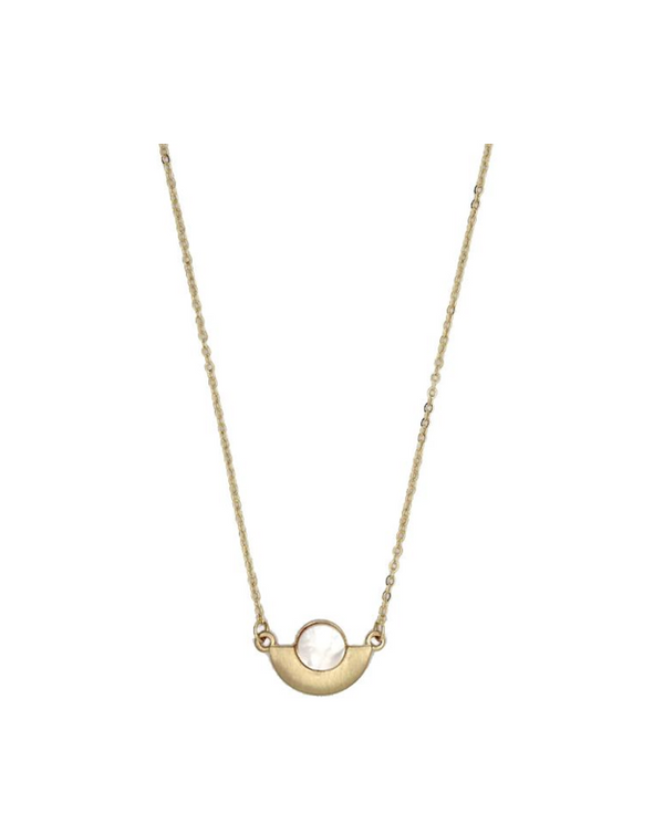 Lark Art Deco Fan Necklace - Mother of pearl (Gold)