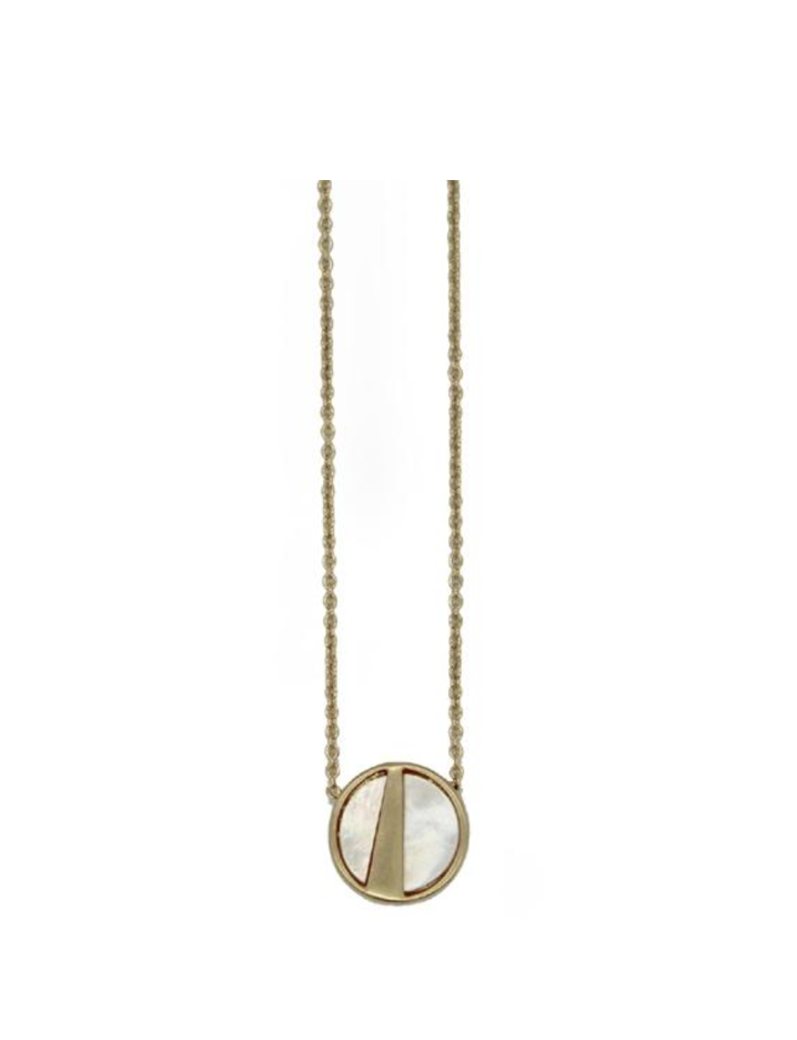 Lark Round Pendant Necklace - Mother of Pearl (Gold)