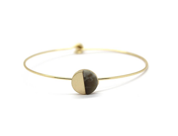 Lark Wire Bracelet - Grey Marble (Gold)