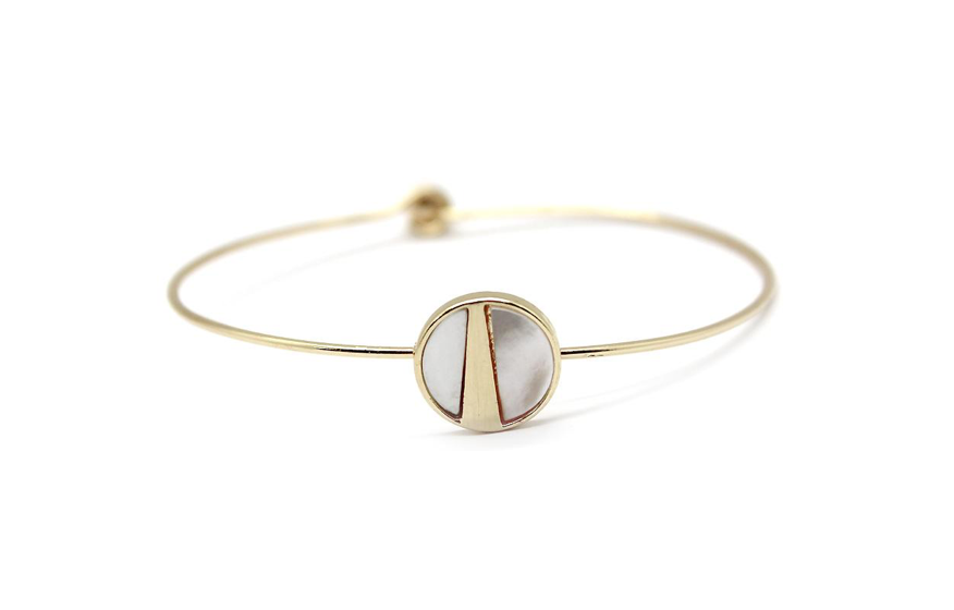 Lark Split Moon Bracelet - Mother of Pearl (Gold)