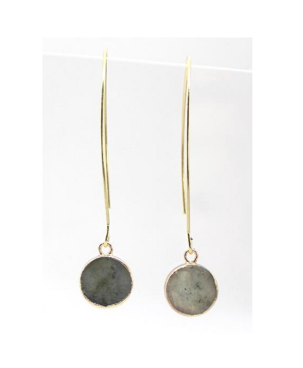 Lark Circle Drop Earrings - Labradorite (Gold)