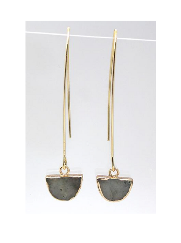 Lark Semi-Circle Drop Earrings - Labradorite (Gold)