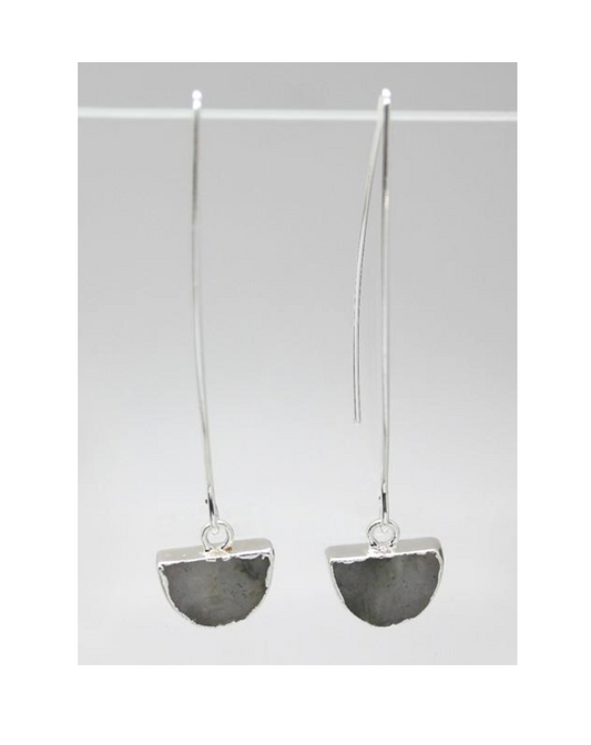Lark Semi-Circle Drop Earrings - Labradorite (Silver)