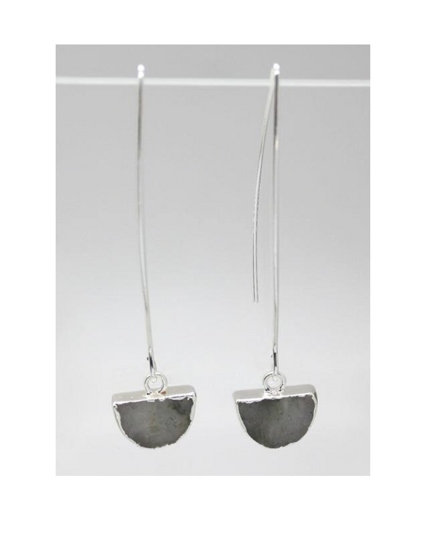 Lark Semi-Circle Drop Earrings - Labradorite (Silver)