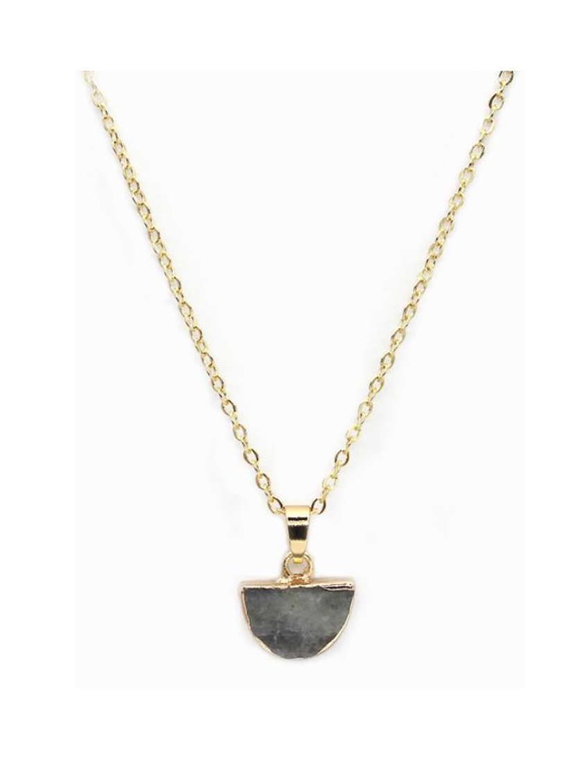 Lark Semi-Circle Pendant Necklace - Labradorite (Gold)