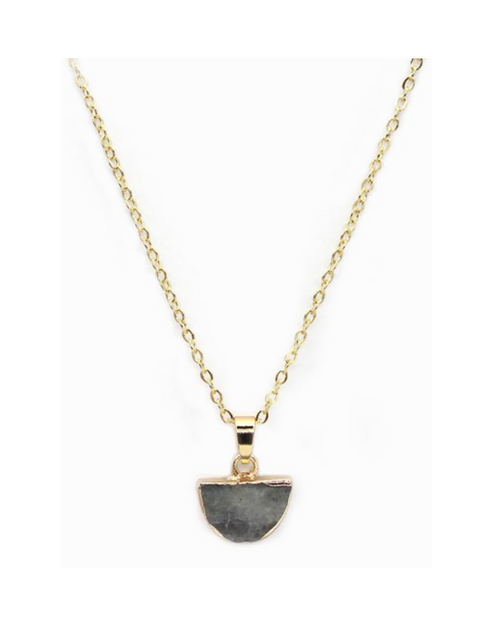 Lark Semi-Circle Pendant Necklace - Labradorite (Gold)