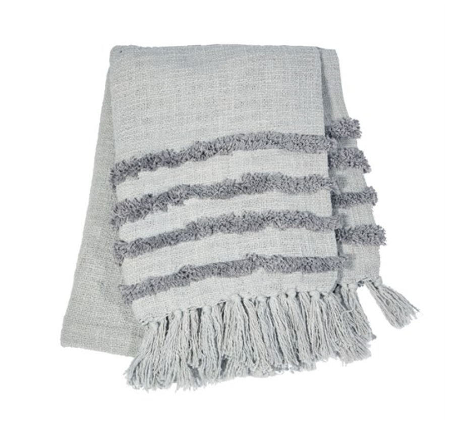 Tufted Grey Blanket Throw