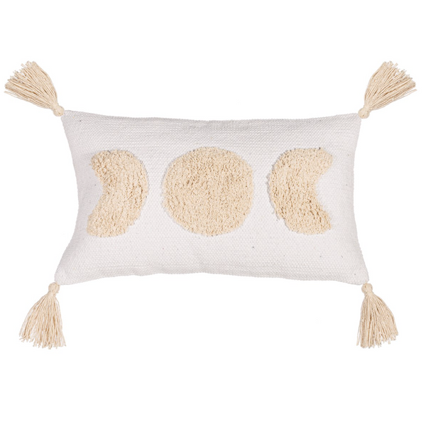 Sass & Belle White Moon Phases Tufted Cushion
