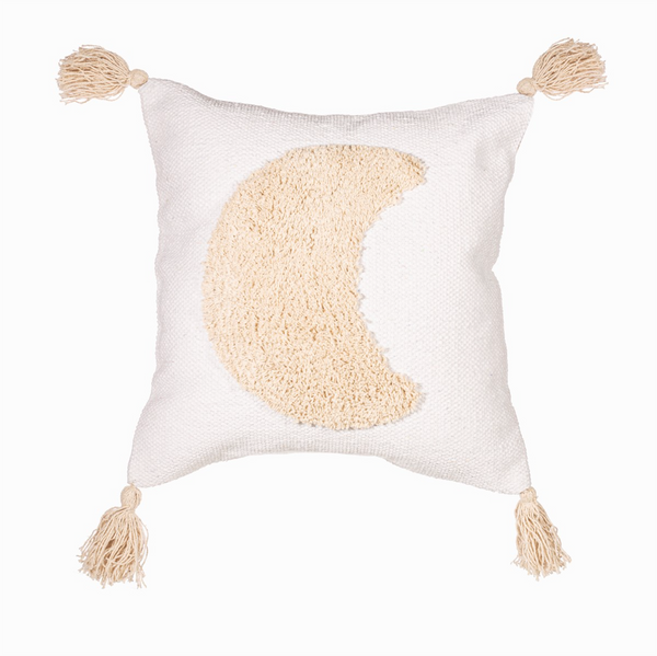 Sass & Belle  White Crescent Moon Tufted Cushion