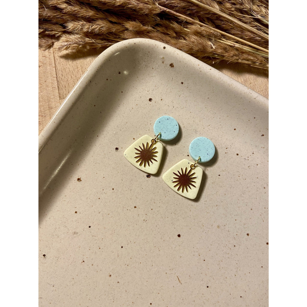 Clay & Co Blue and Yellow Speckled Earrings