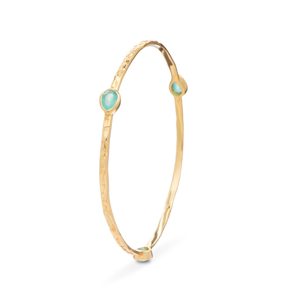 Azuni Simi Three Stone Stacking Gold bangle