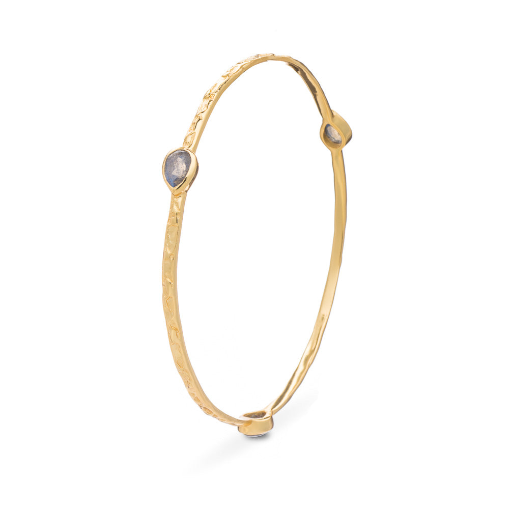 Azuni Simi Three Stone Stacking Gold bangle