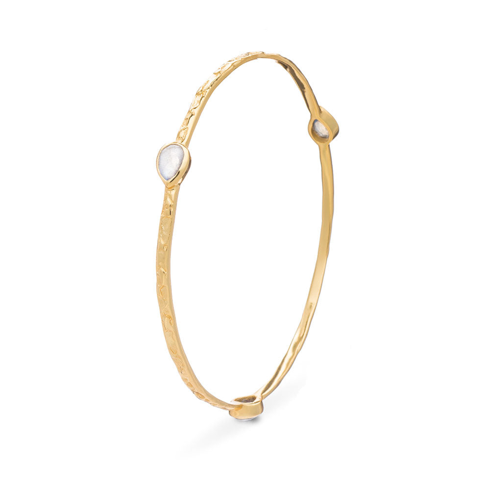 Azuni Simi Three Stone Stacking Gold bangle