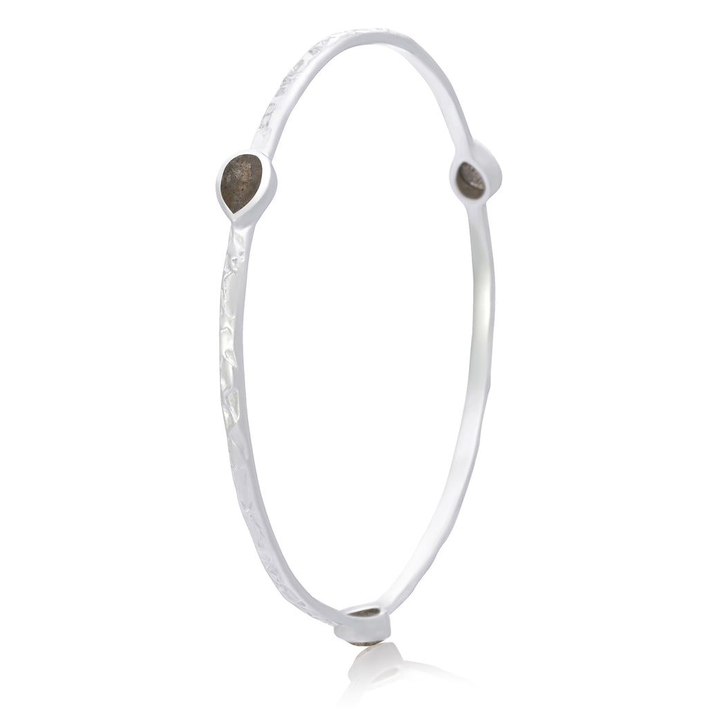 Azuni Simi Three Stone Silver Stacking Bangle