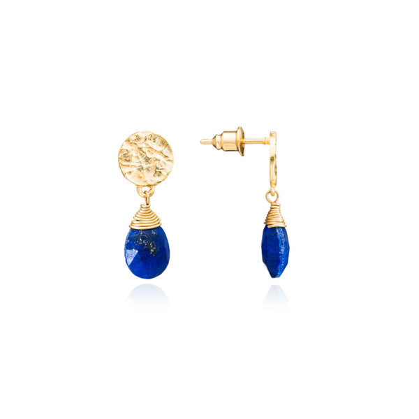 Azuni Athena Drop Gemstone Earrings Gold