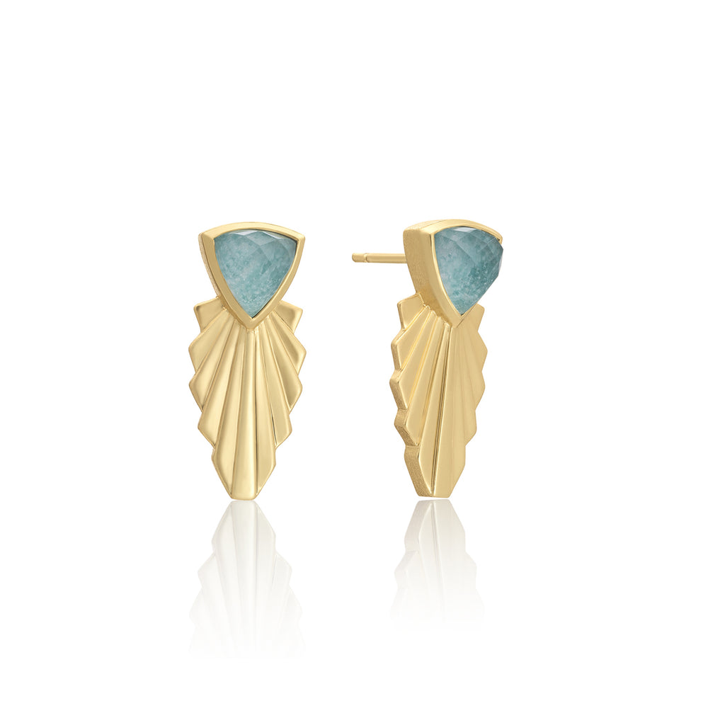 Azuni Trillion Palm Leaf Earring Amazonite