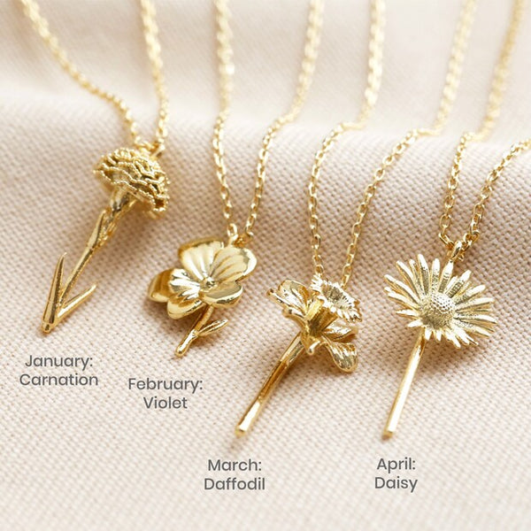 Lisa Angel Birth Flower Pendant Necklace in Gold