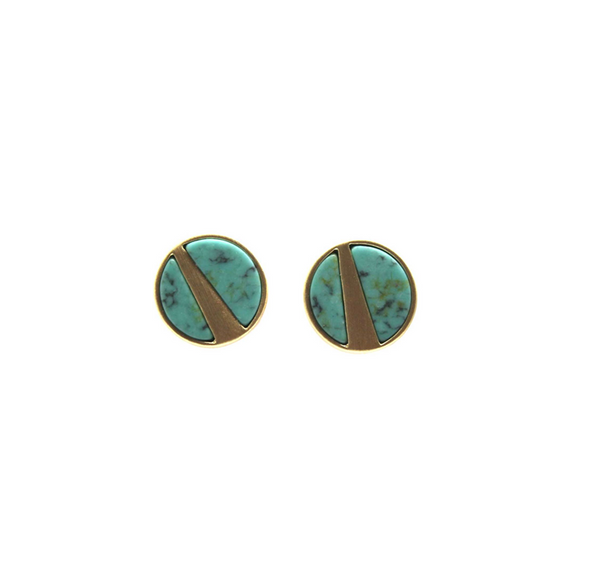 Lark Gold Turquoise Marble Stud Earrings