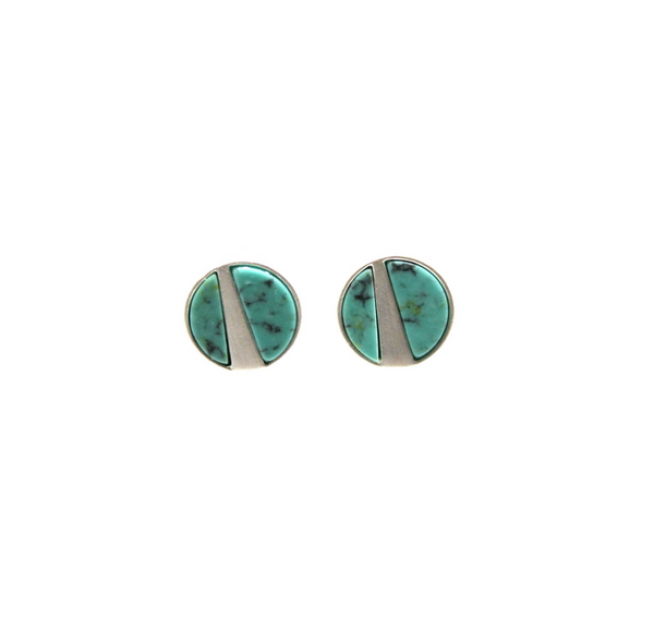Lark Silver Turquoise Marble Stud Earrings