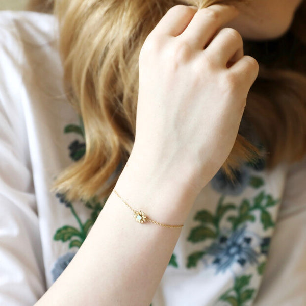 Lisa Angel Crystal Daisy Charm Bracelet in Gold