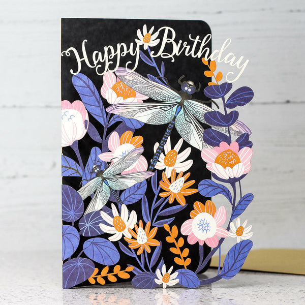 Dragonflies and Flowers Birthday Card