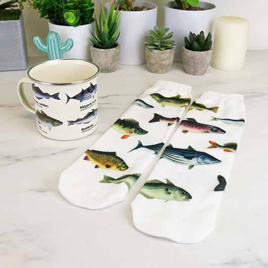 Fish Enamel Mug and Socks Gift Set