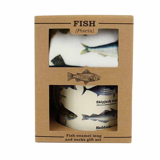 Fish Enamel Mug and Socks Gift Set