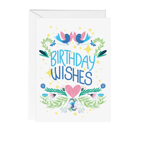 Folksy Birthday Wishes Card