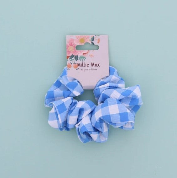 Gingham Scrunchie Blue