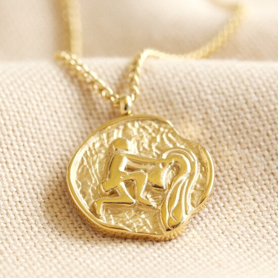 Lisa Angel GOLD STAINLESS STEEL AQUARIUS PENDANT NECKLACE