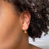 Lisa Angel Gold Sterling Silver Star Disc Charm Huggie Hoop Earrings