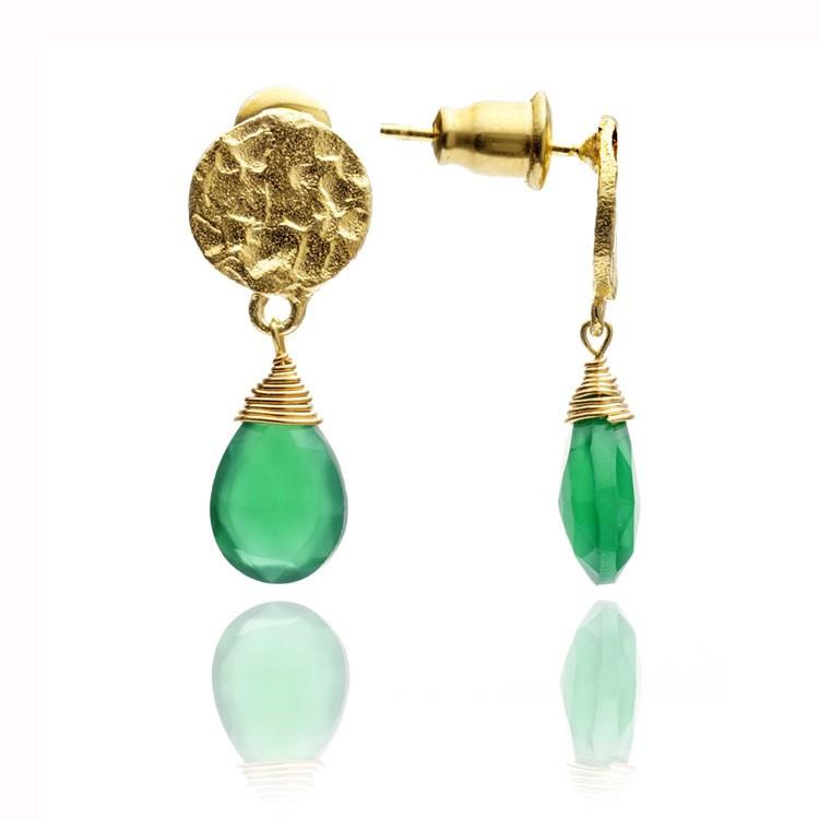 Azuni Athena Drop Gemstone Earrings Gold