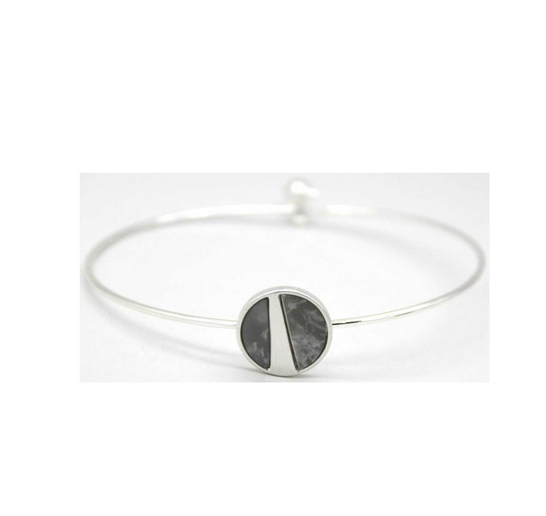 Lark Wire Bracelet - Grey Marble (Silver)